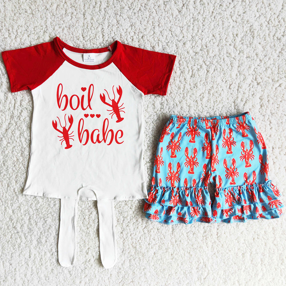 Cute Baby Girl Clothes Lobster Print Spring Summer Kids Clothes Outfits C0-10 5.8