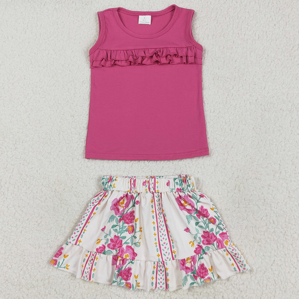 Baby Girls Clothes Pink Sleeveless Shirt Flower Skirt Clothes Sets GSD2104 5.10