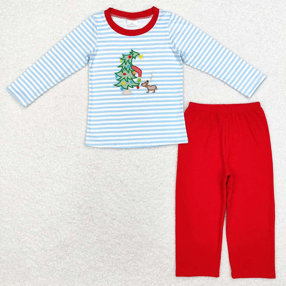 Baby Boys Clothes Christmas Tree Dog Long Sleeve Top Pants Sets BLP0772