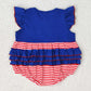 Baby Infant Girls Romper Red Stripes Flags Flutter Sleeve Rompers SR1211