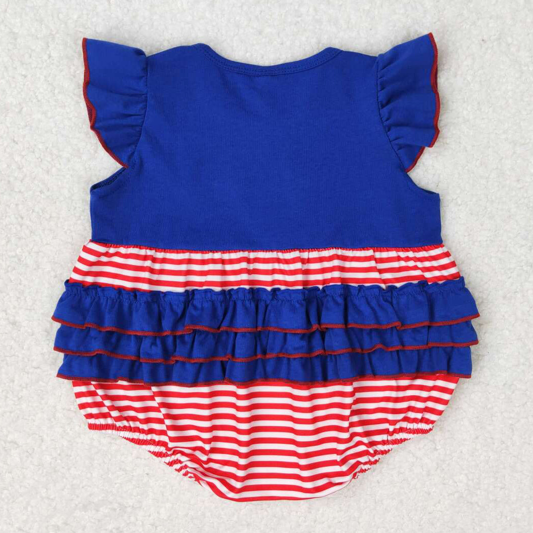 Baby Infant Girls Romper Red Stripes Flags Flutter Sleeve Rompers SR1211