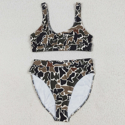 Adult Women Swimsuits Camo Top Bottom Swimsuits Sets S0565 6.24