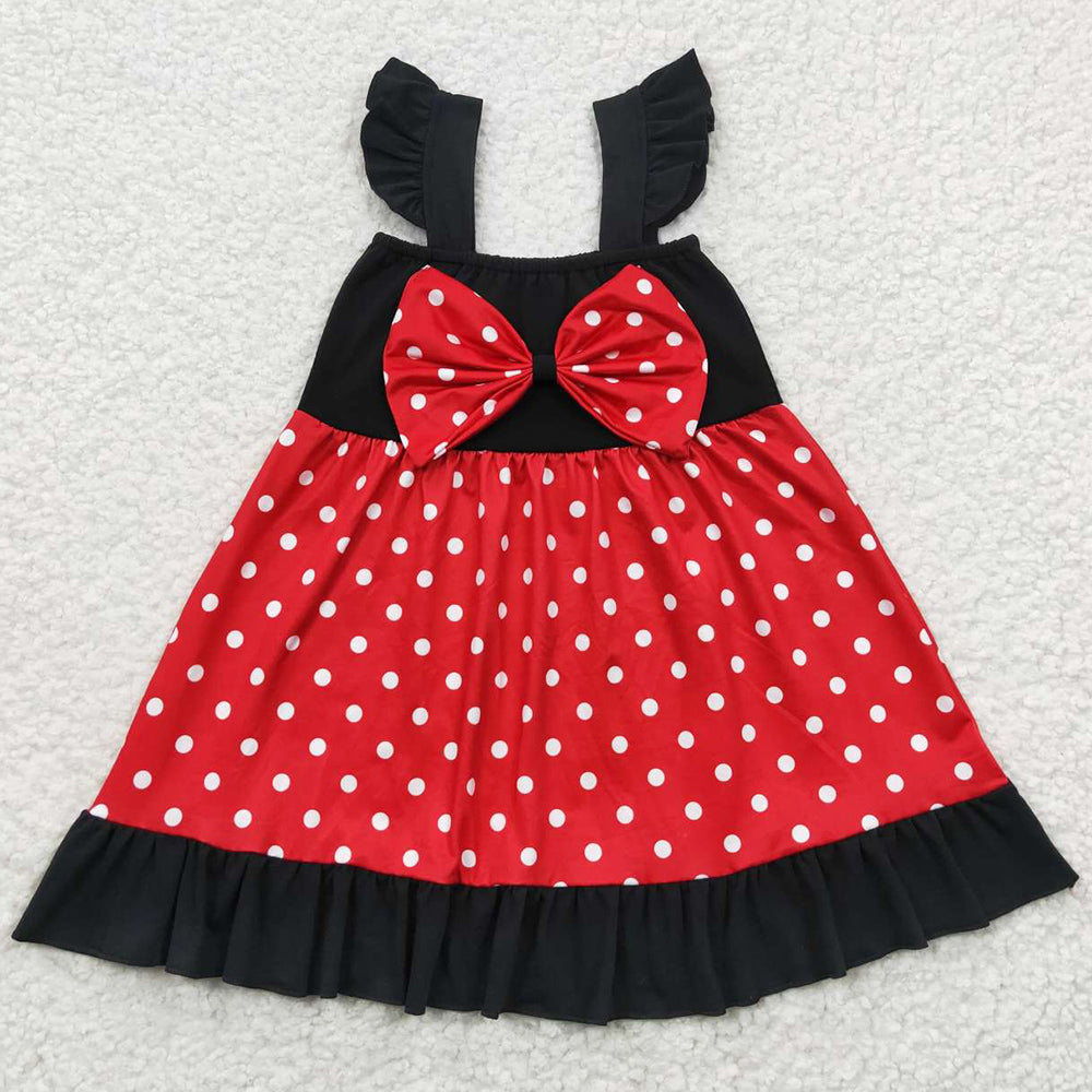 Baby Girls Dresses Summer Black Bow Summer Knee Length Dress GSD0344