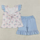 Baby Girls Clothes Pink Checkered Bows Tunic Ruffle Shorts Clothes Sets GSSO1577 5.22