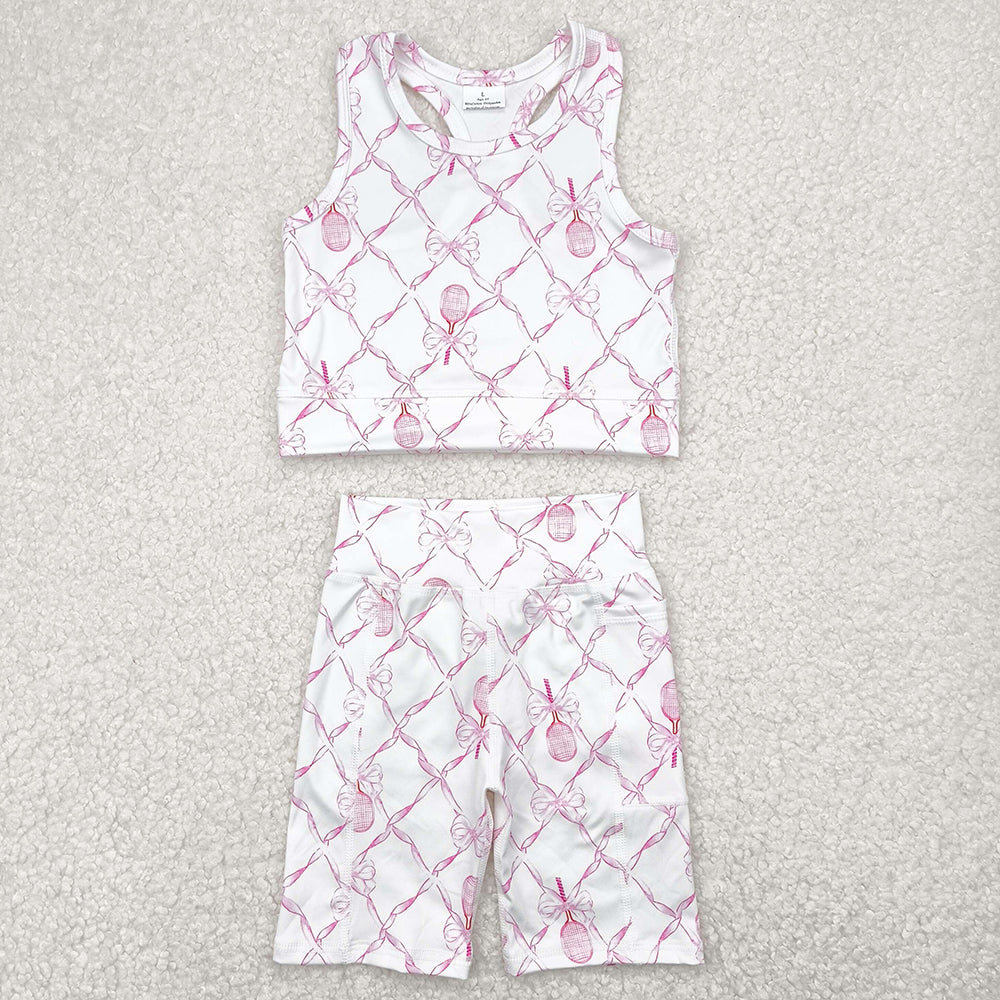 Baby Girls Clothes Pink Tennis Bow Yoga Vest Short Active Wear Clothes Sets GSSO1544 4.29