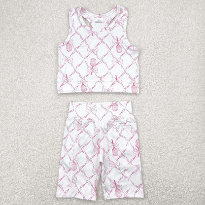 Baby Girls Clothes Pink Tennis Bow Yoga Vest Short Active Wear Clothes Sets GSSO1544 4.29