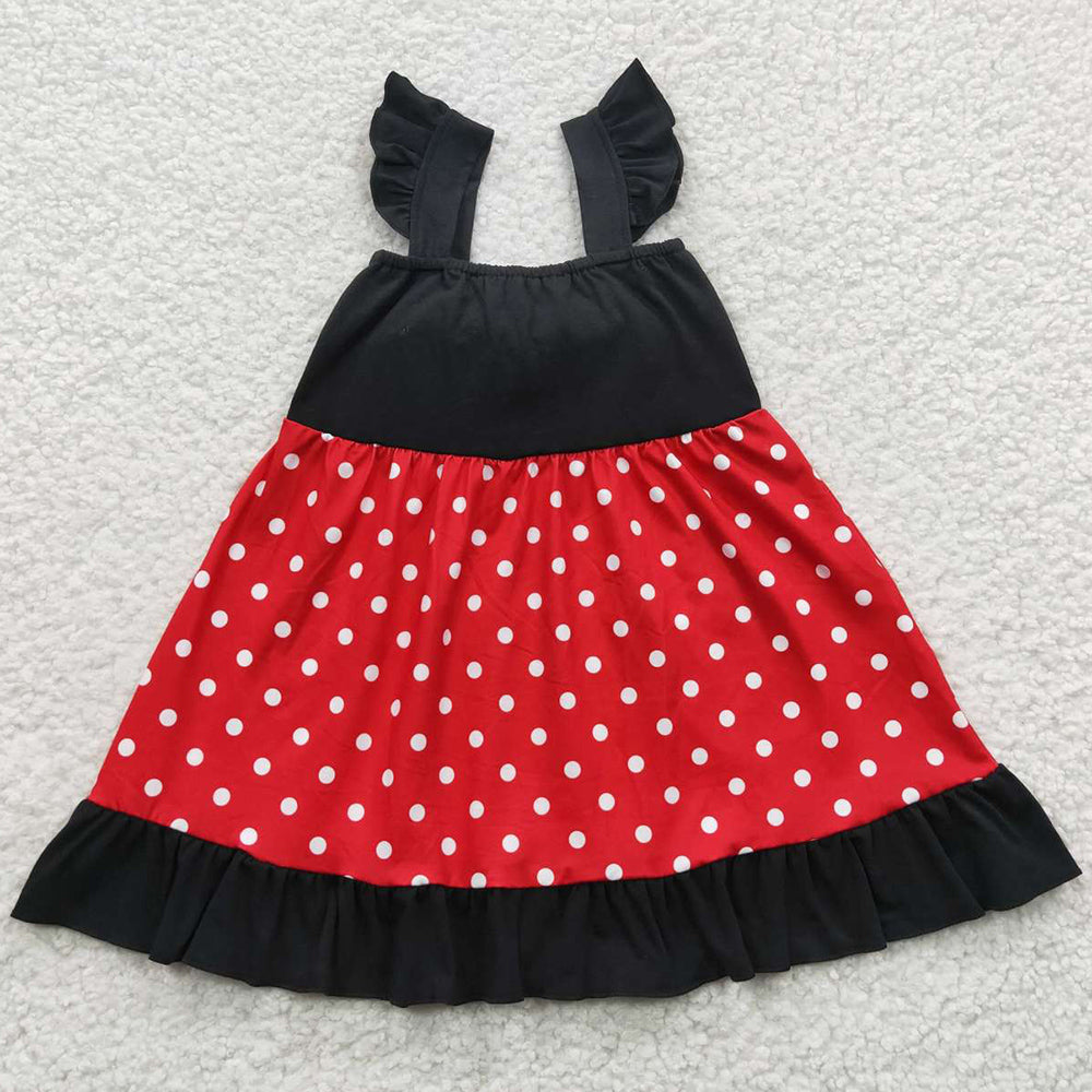 Baby Girls Dresses Summer Black Bow Summer Knee Length Dress GSD0344