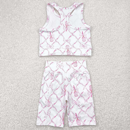 Baby Girls Clothes Pink Tennis Bow Yoga Vest Short Active Wear Clothes Sets GSSO1544 4.29