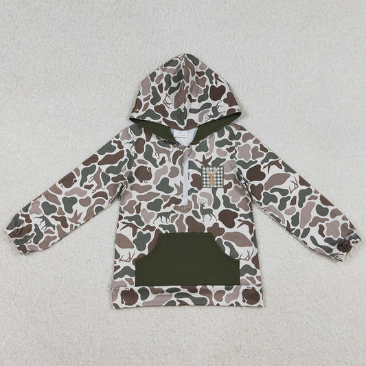 Baby Boys Clothes Embroidery Deer Dog Ducks Camo Pocket Zipper Hunting Hoodies BT1304 10.4