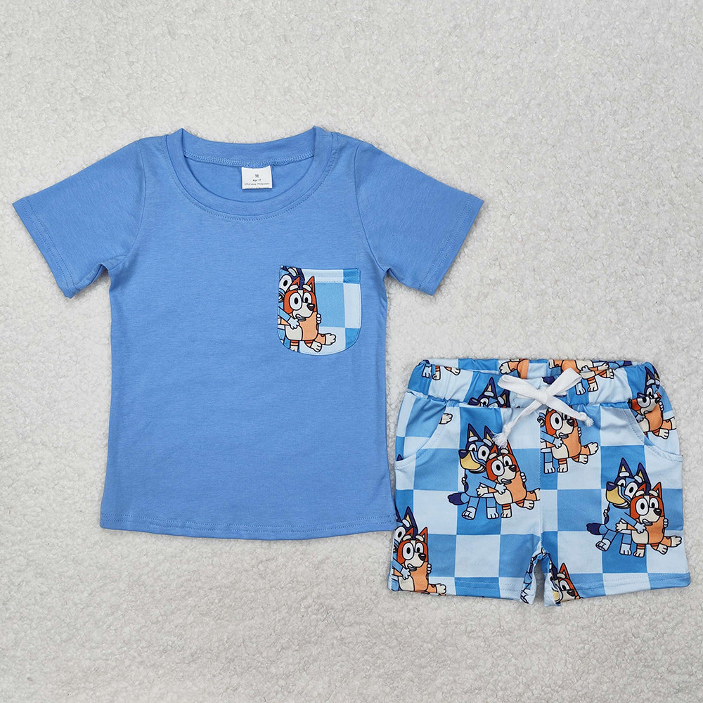 Baby Boys Clothes Dogs Pocket Shirts Shorts Clothes Sets BSSO1211