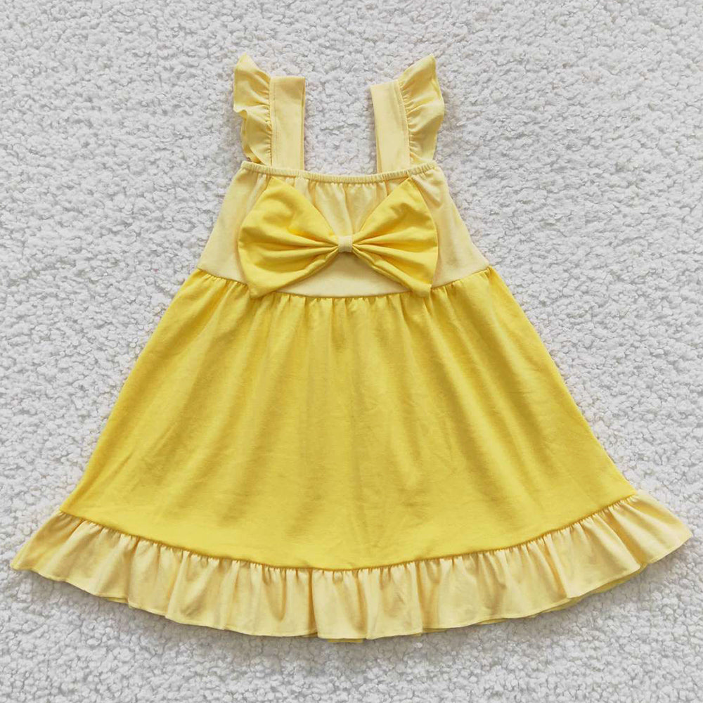 Boutique Baby Girls Dresses Bow Summer Knee Length Dress GSD0342