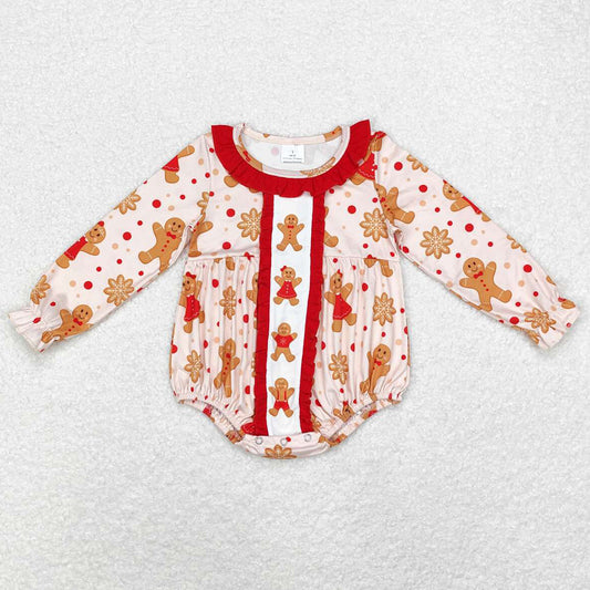 Baby Infant Girls Rompers Christmas Gingerbread Ruffle Rompers LR1583