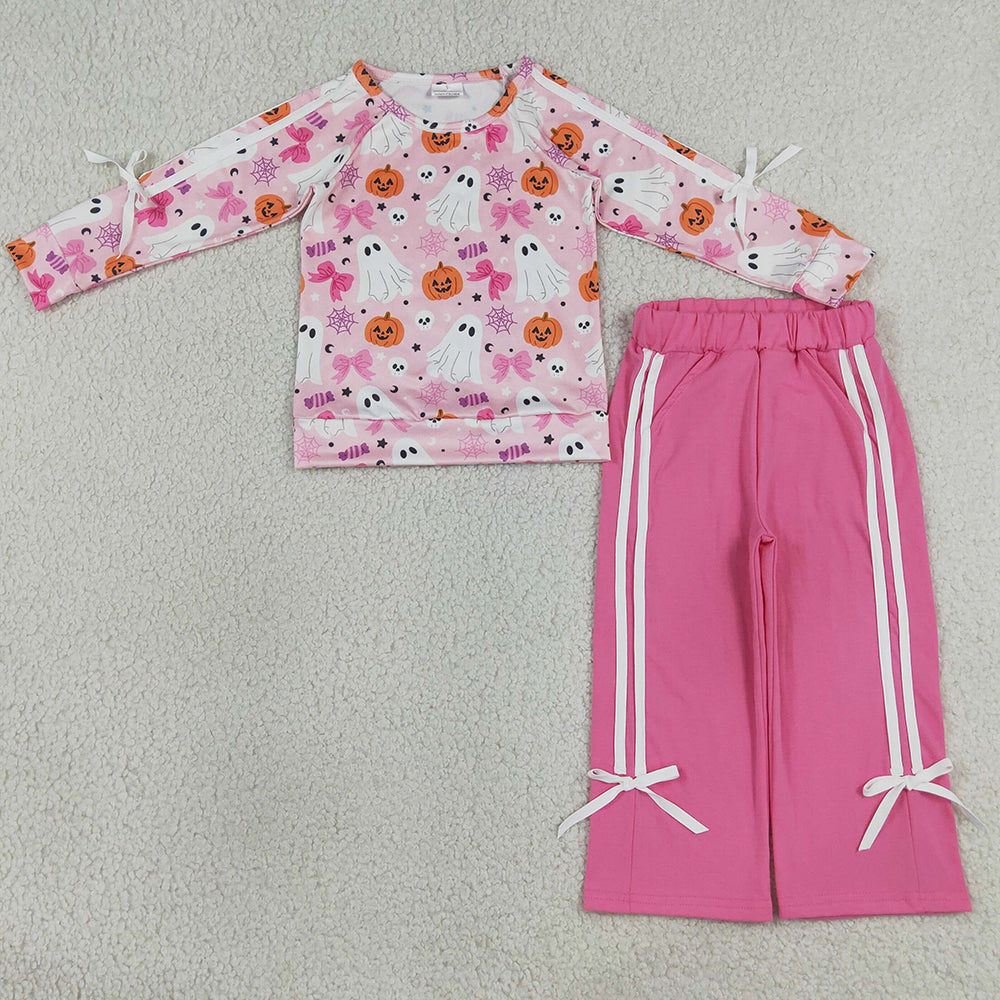 Baby Girls Clothes Ghost Pumpkins Top Pockets Flare Pant Halloween Clothes Sets GLP3356