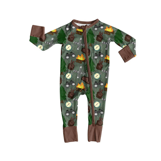 Preorder(moq 5)Baby Infant Boys Long Sleeves Western Camping Zipper Rompers 8.5
