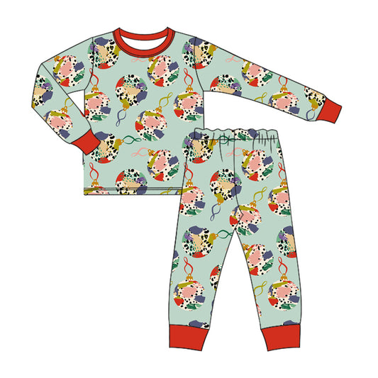 Baby Boys Pajamas Christmas Balls Tee Top Pants Pajamas Sleepwear Sets Preorder Moq 5