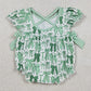 Baby Girls Bubbles Green Clovers St Patrick Bows Ruffle Rompers SR3305 12.10