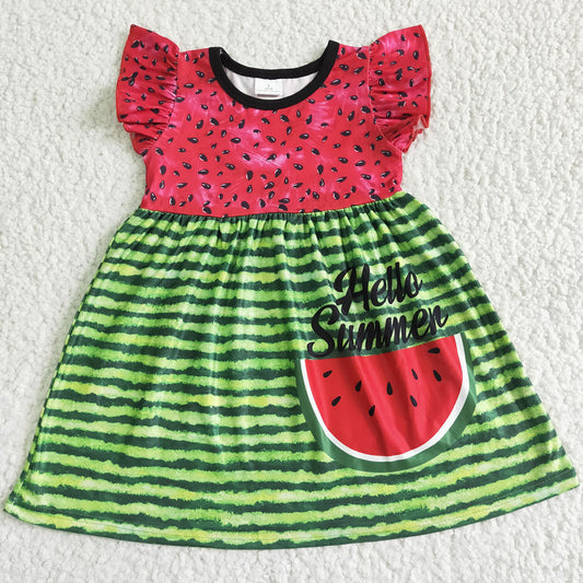 Girls Dress Hello Summer Cute Baby Girls Dress Boutique Girls Watermelon Dresses GSD0034