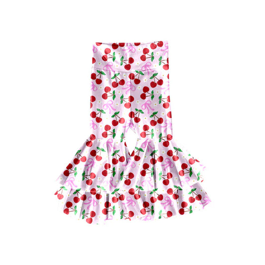 Preorder(moq 5) Baby Girls Cherry Flowers Bows Ruffle Bell Bottom Pants 11.14