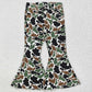 Baby Girls Jeans Bell Pants Brown Camo Fall Bell Flare Denim Pants P0582