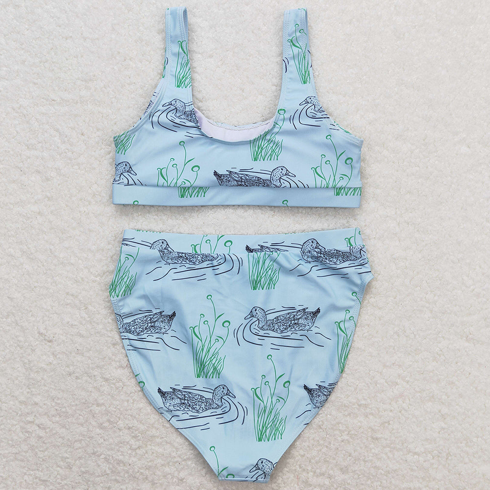 Adult Women Swimsuits Mallard Ducks Top Bottom Swimsuits Sets S0357