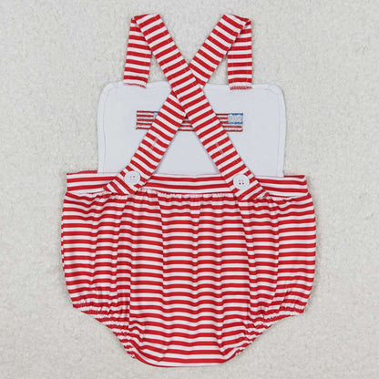 Infant Baby Boys Rompers Red Stripes Flags Straps Rompers SR1212
