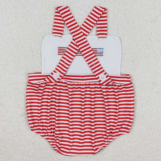 Infant Baby Boys Rompers Red Stripes Flags Straps Rompers SR1212