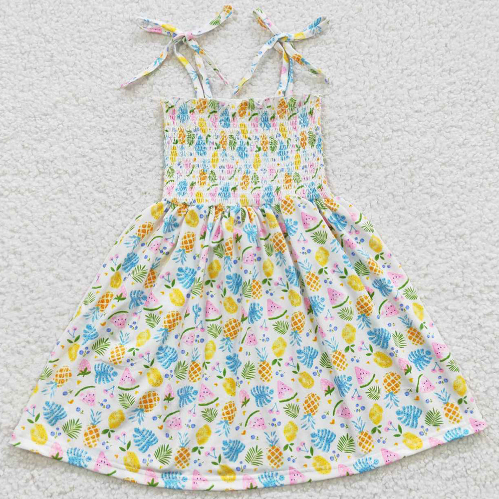 Baby Girls Dresses Pineapple Elastic Knee Length Dress GSD0374