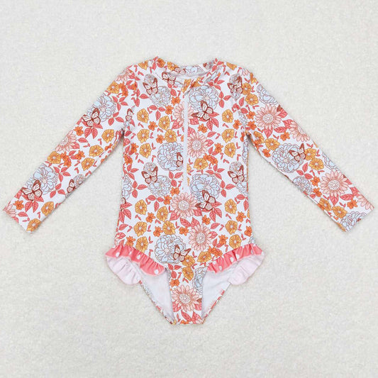 Flower Print Baby Girls Swimsuit Summer Swimwear S0184