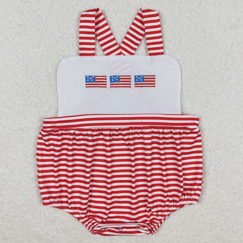 Infant Baby Boys Rompers Red Stripes Flags Straps Rompers SR1212