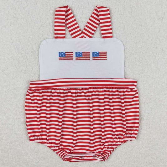 Infant Baby Boys Rompers Red Stripes Flags Straps Rompers SR1212