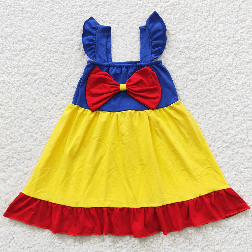 Baby Girls Dress Blue Bow Summer Knee Length Dresses GSD0343