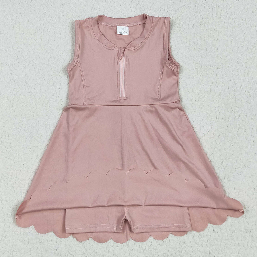 Baby Girls Dress Dark Pink Yoga Zip Active Wear Skort Knee Length Dresses GSD2086 5.1