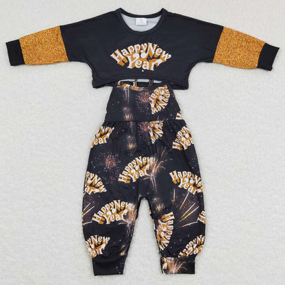 Fashion Baby Girls Clothes Jumpsuits Sets Happy New Year GLP0815