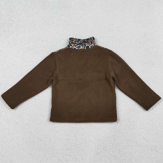 Baby Boys Clothes Dark Brown Camo Southern Zipper Pullovers Top BT1309 10.14