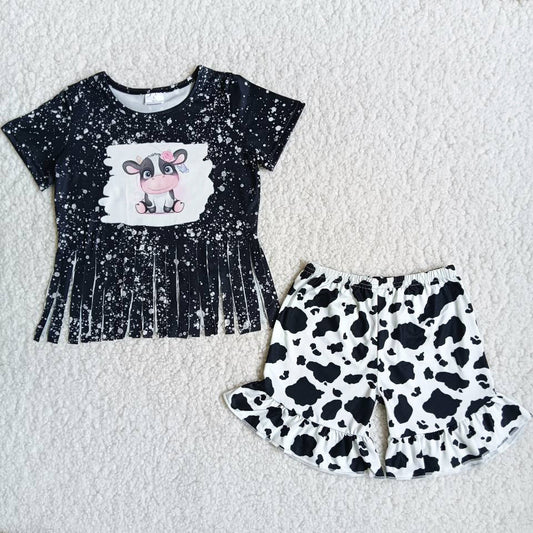 Baby Girl Clothes Cow Print Summer Kids Boutique Clothes Toddler Girl Clothes Set A5-23