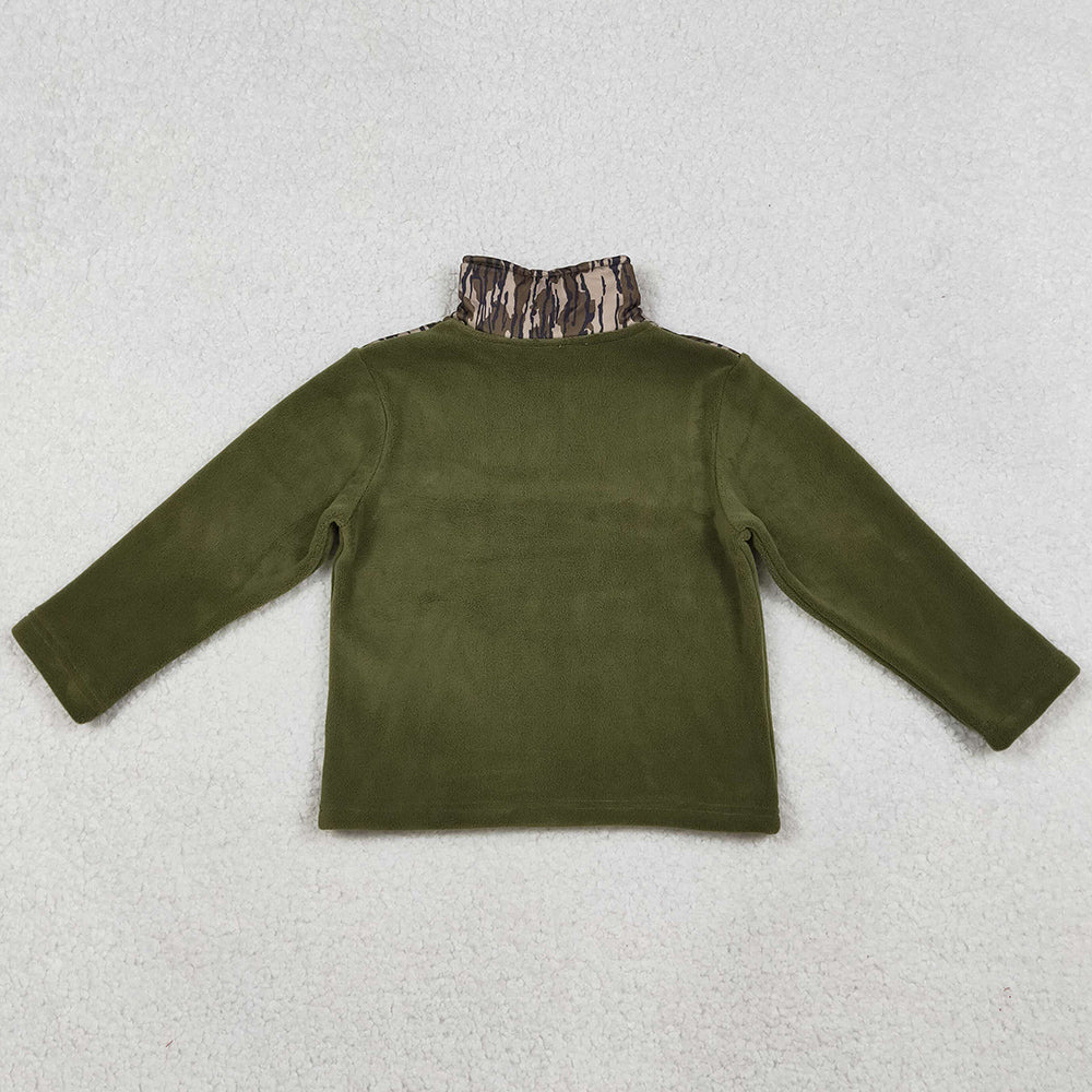 Baby Boys Clothes Olive Camo Southern Zipper Pullover Top BT1317 10.14