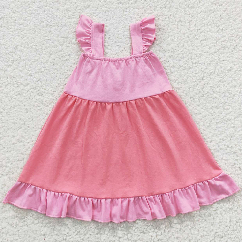 Baby Girls Dresses Pink Bow Summer Knee Length Dress GSD0340