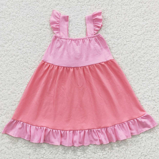 Baby Girls Dresses Pink Bow Summer Knee Length Dress GSD0340