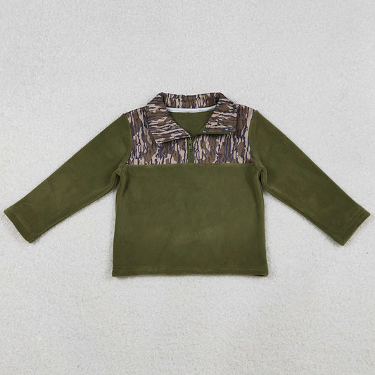 Baby Boys Clothes Olive Camo Southern Zipper Pullover Top BT1317 10.14