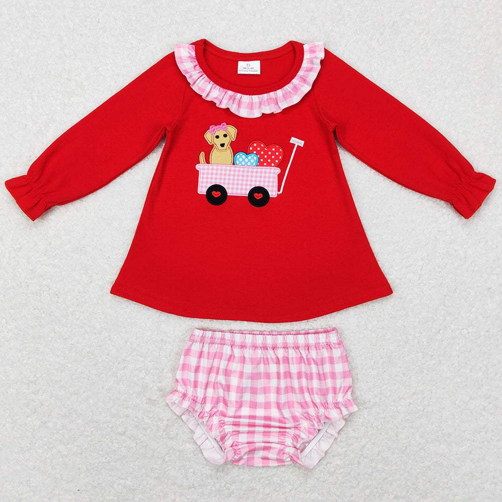 Baby Boys Clothes Valentines Dog Tractor Top Bummie Sets GBO0192