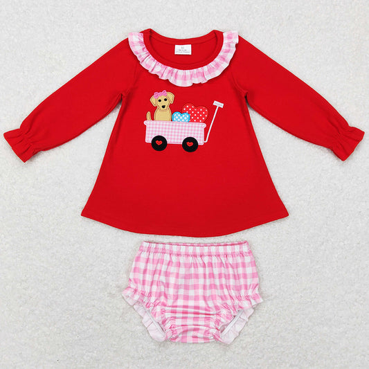 Baby Boys Clothes Valentines Dog Tractor Top Bummie Sets GBO0192