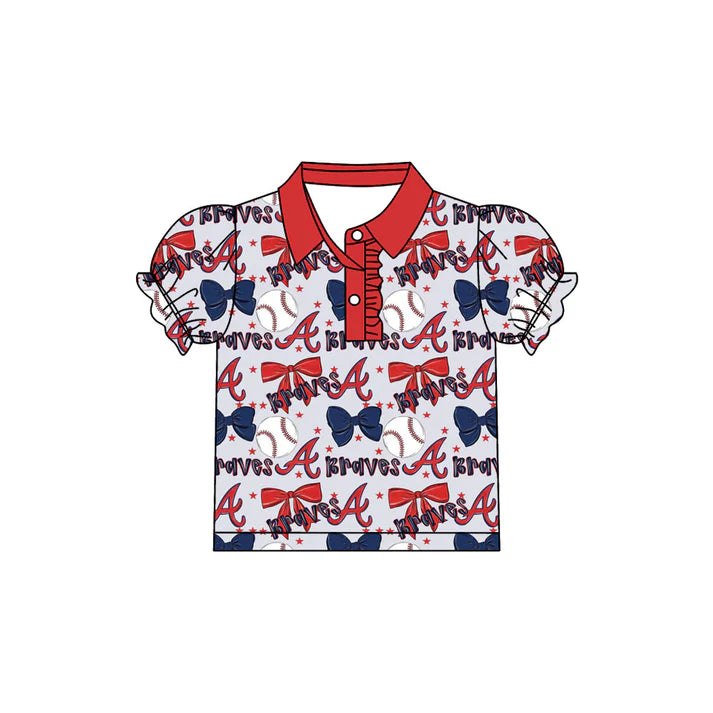 Preorder(moq 5)Baby Girls Brave Team Short Sleeve Tee Pullovers Polo Shirts Tops 7.22