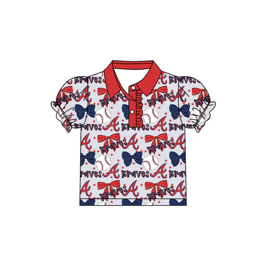 Preorder(moq 5)Baby Girls Brave Team Short Sleeve Tee Pullovers Polo Shirts Tops 7.22