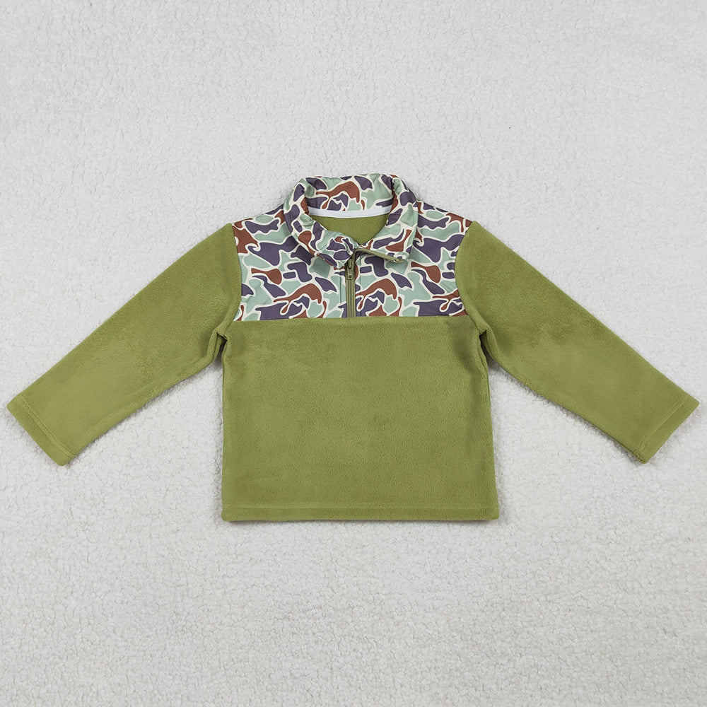 Baby Boys Clothes Tops Green Camo Zipper Pullover Tops BT1308 10.20