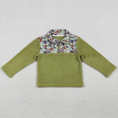 Baby Boys Clothes Tops Green Camo Zipper Pullover Tops BT1308 10.20