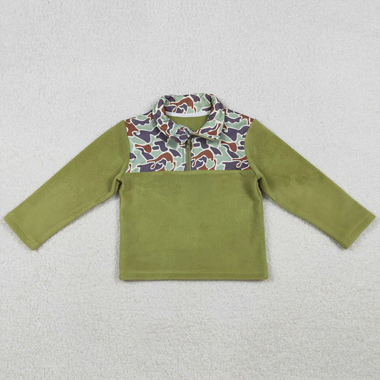 Baby Boys Clothes Tops Green Camo Zipper Pullover Tops BT1308 10.20