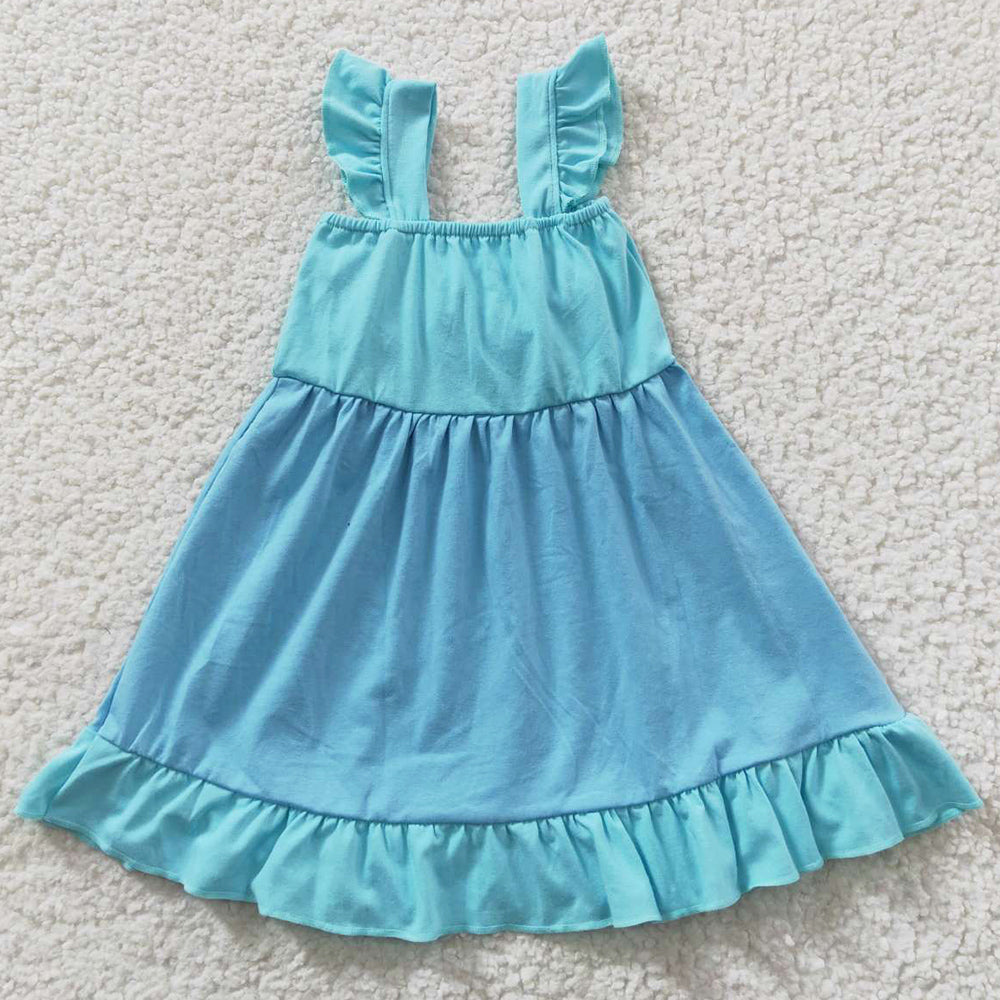 Baby Girls Dresses Blue Bow Summer Knee Length Dress GSD0341