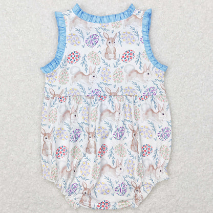 Baby Infant Girls Rompers Easter Rabbit Flowers Sleeveless Rompers SR0507