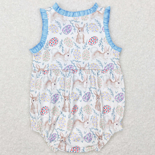 Baby Infant Girls Rompers Easter Rabbit Flowers Sleeveless Rompers SR0507