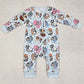 Baby Infant Boys Rompers Blue Cute Dogs Cartoon Zip Rompers LR2062